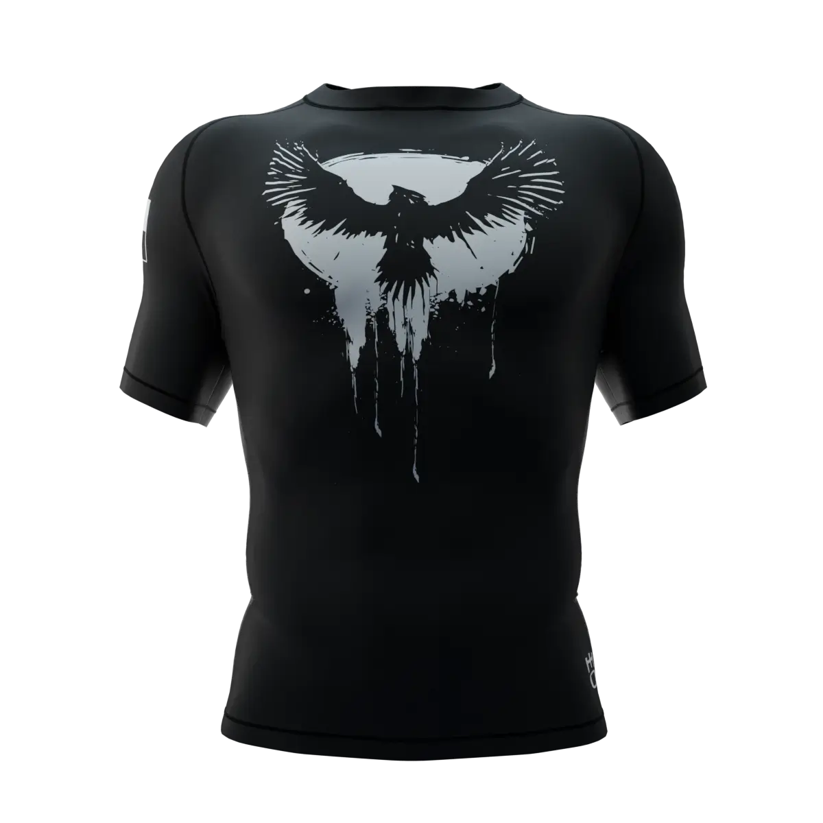 PUNISHER CROW RANKED BLACK BELT SHORT SLEEVE RASH GUARD