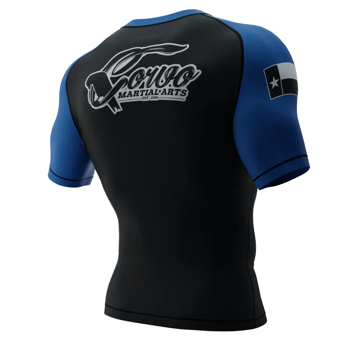 PUNISHER CROW RANKED BLUE BELT SHORT SLEEVE RASH GUARD