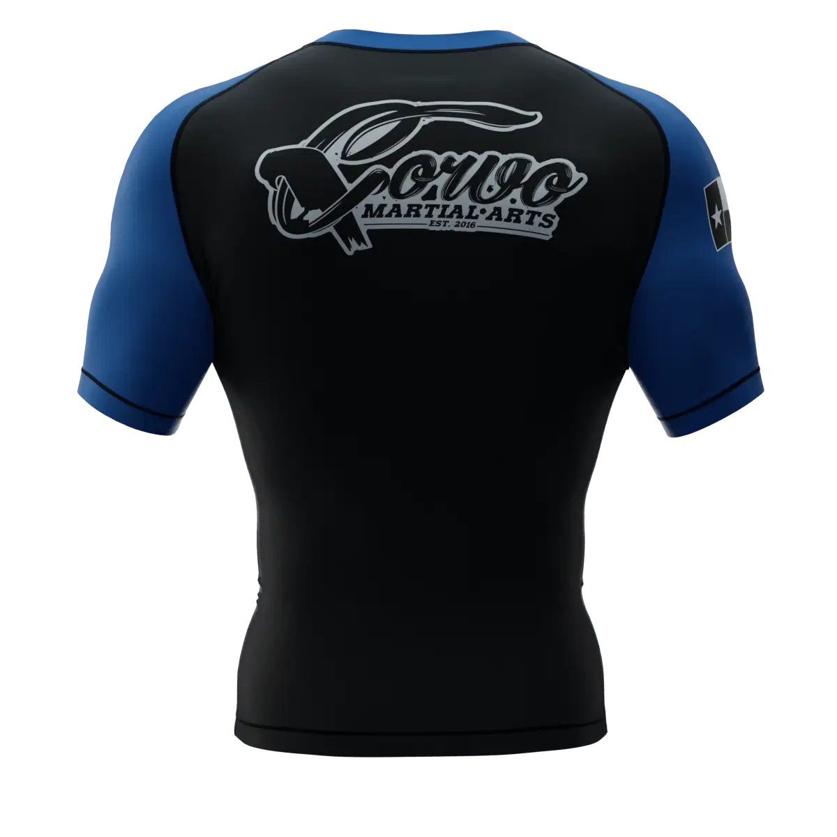 PUNISHER CROW RANKED BLUE BELT SHORT SLEEVE RASH GUARD