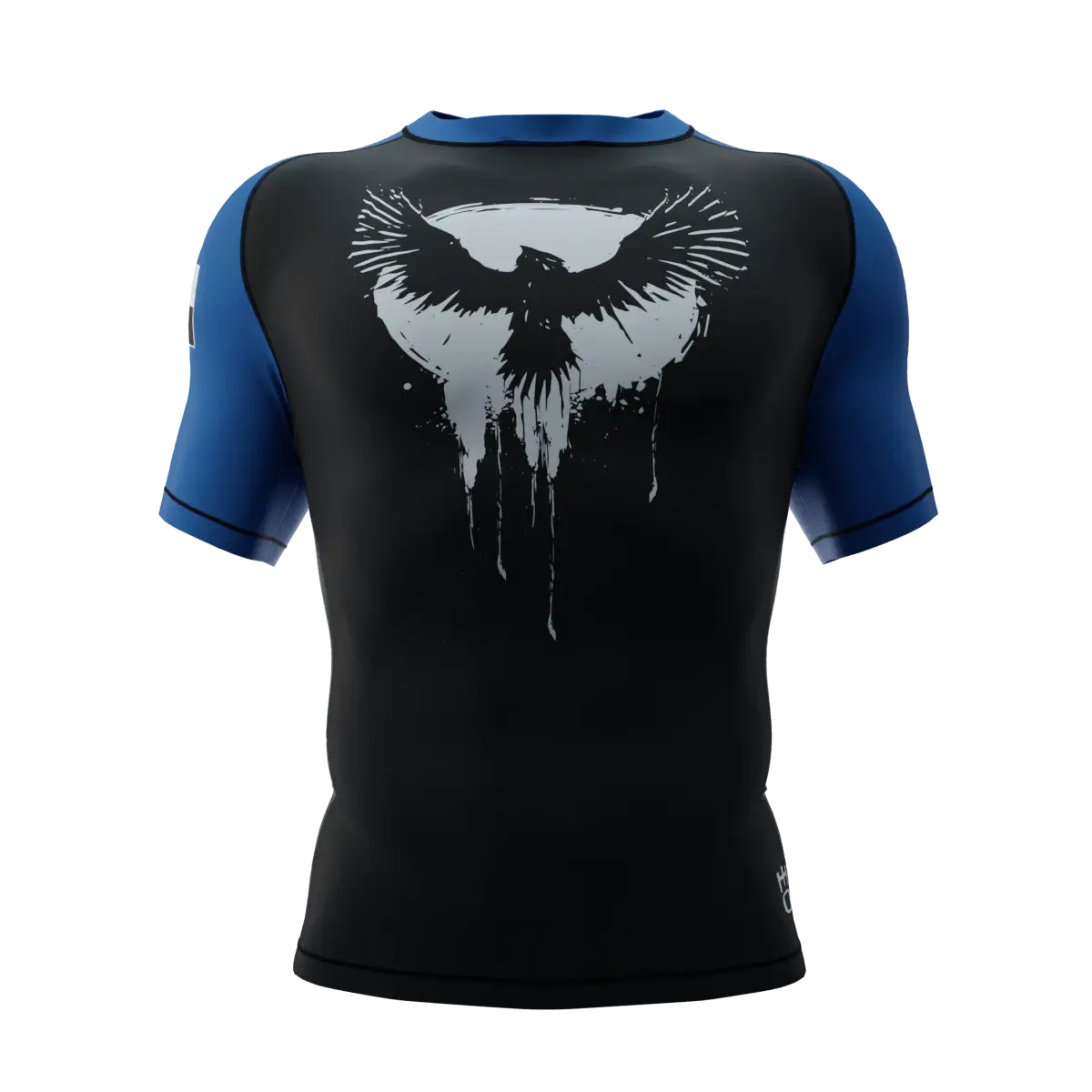 PUNISHER CROW RANKED BLUE BELT SHORT SLEEVE RASH GUARD