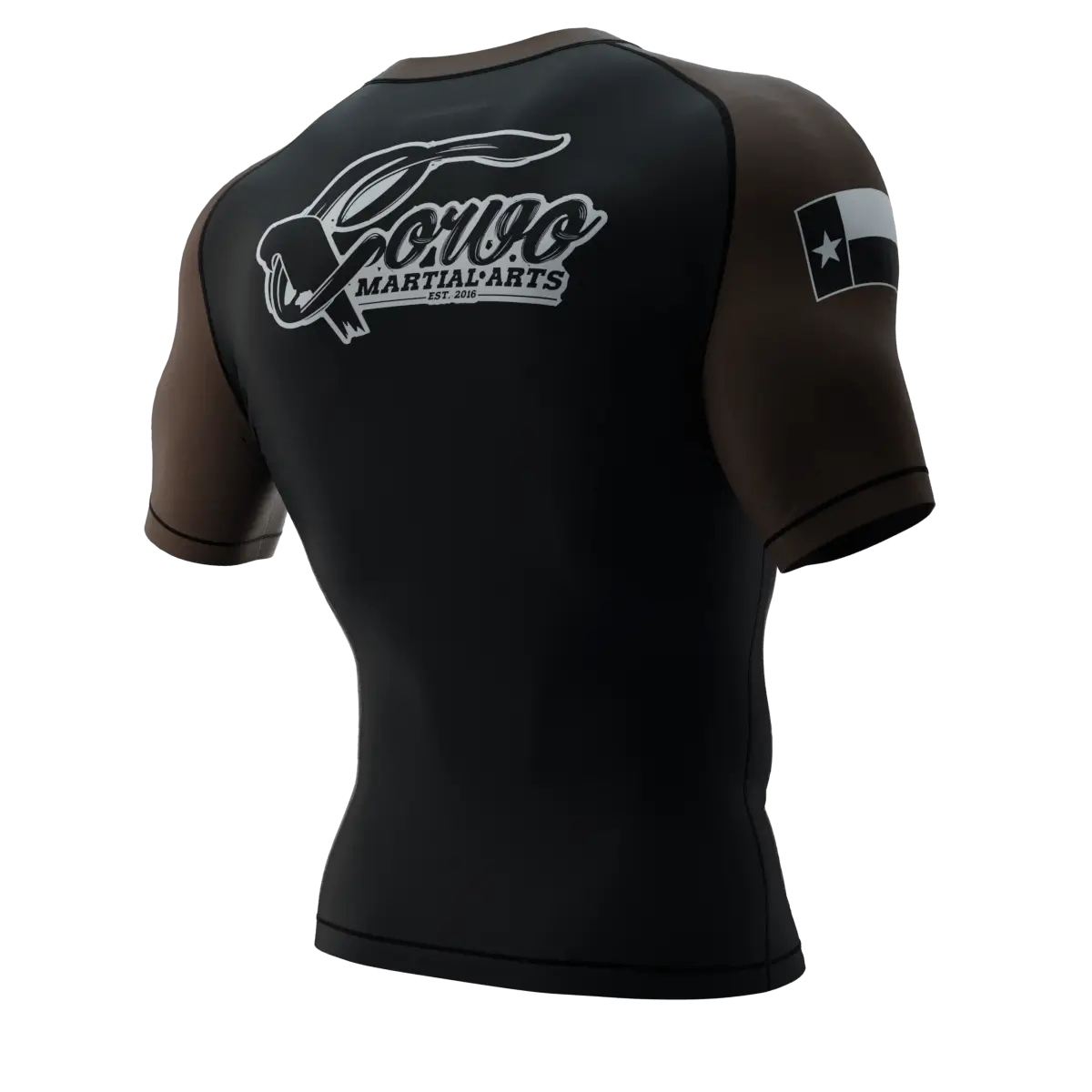 PUNISHER CROW RANKED BROWN BELT SHORT SLEEVE RASH GUARD