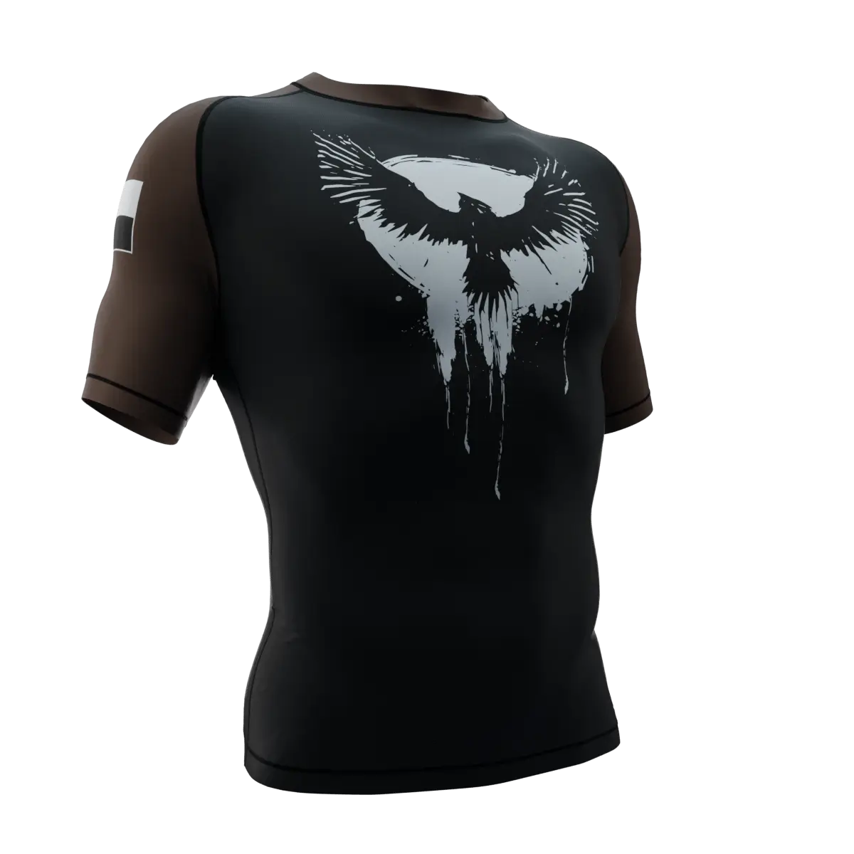 PUNISHER CROW RANKED BROWN BELT SHORT SLEEVE RASH GUARD