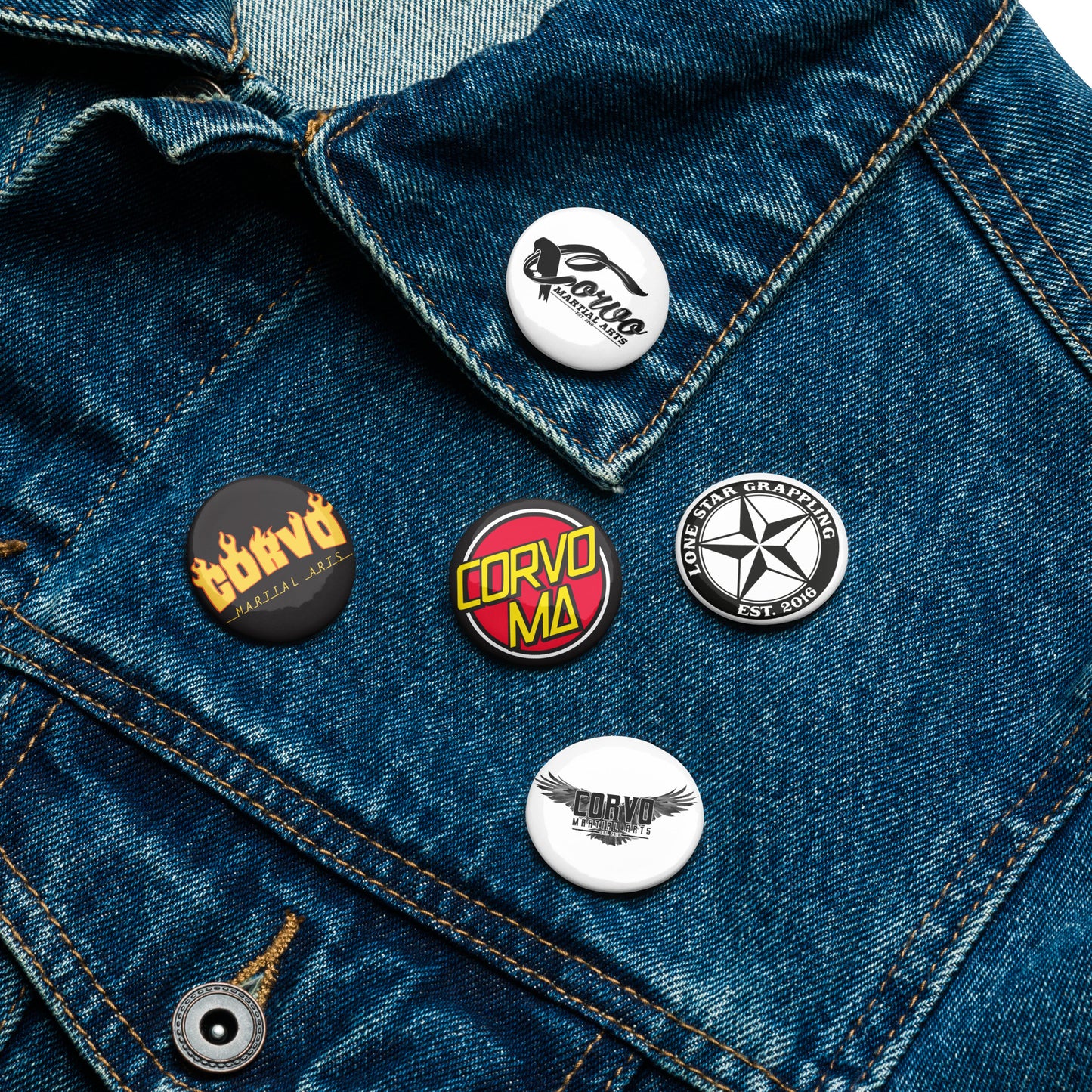 Set of Corvo Pin Buttons