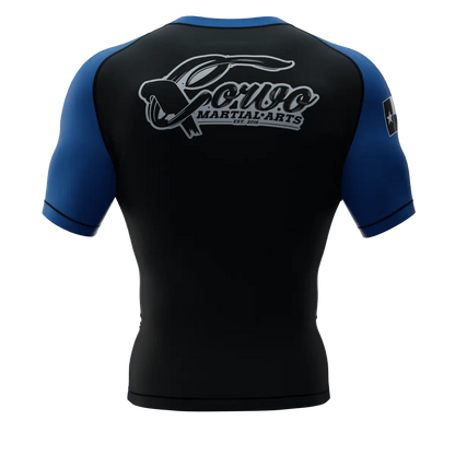 PUNISHER CROW RANKED BLUE BELT SHORT SLEEVE RASH GUARD