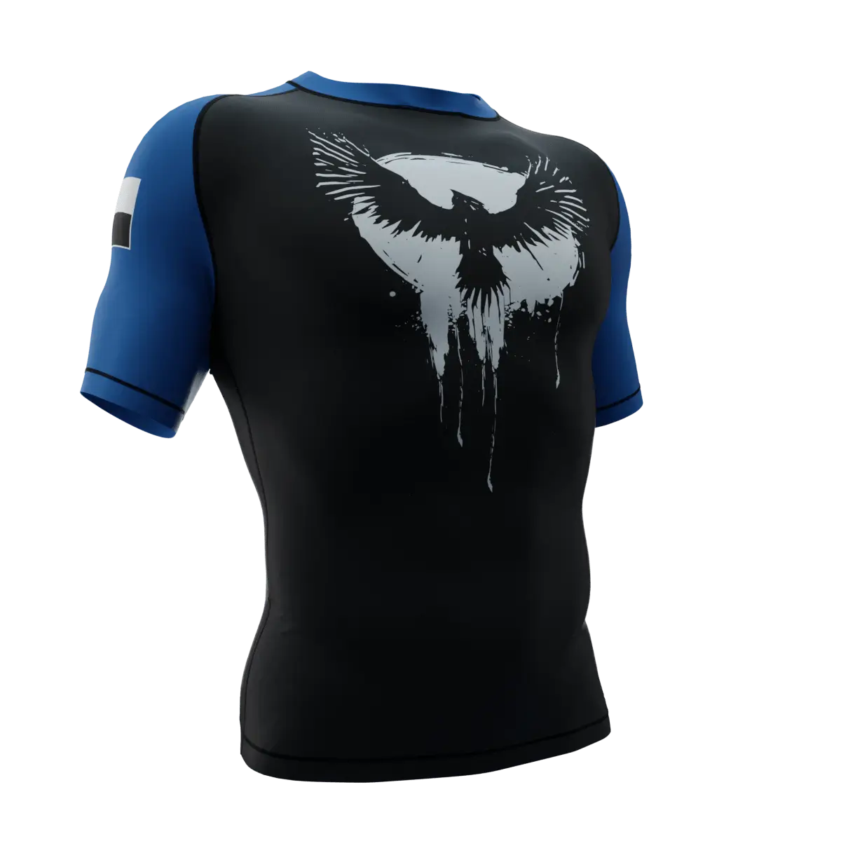 PUNISHER CROW RANKED BLUE BELT SHORT SLEEVE RASH GUARD