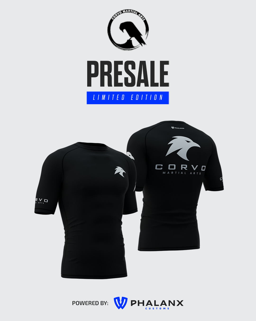 BLACK SHORT SLEEVE RASH GUARD (PRESALE)