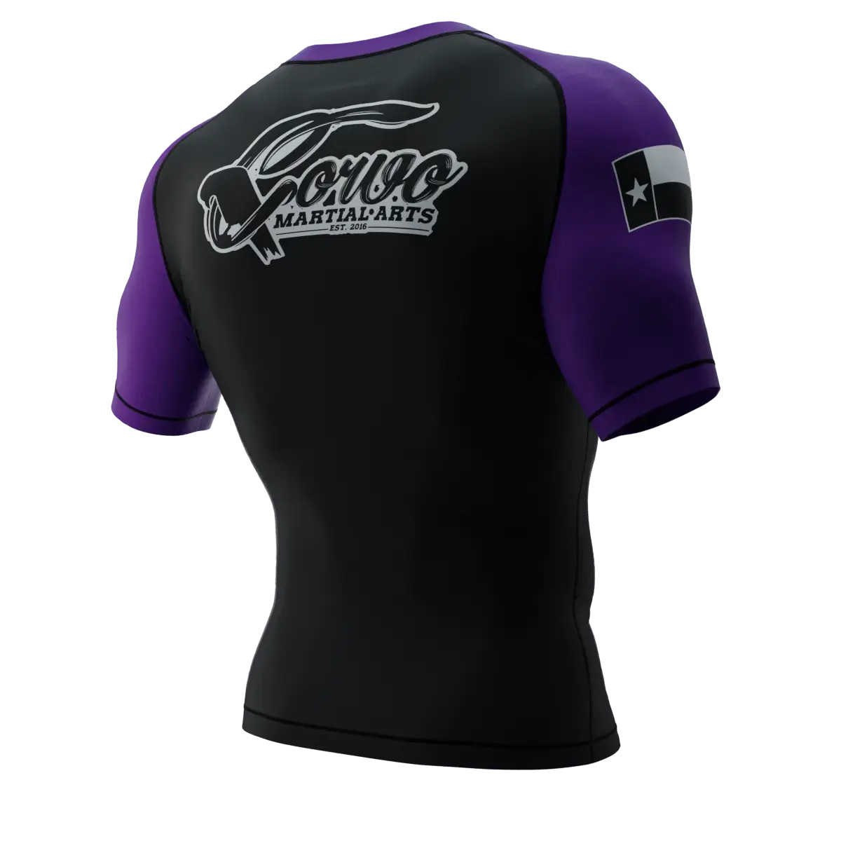 PUNISHER CROW RANKED PURPLE BELT SHORT SLEEVE RASH GUARD