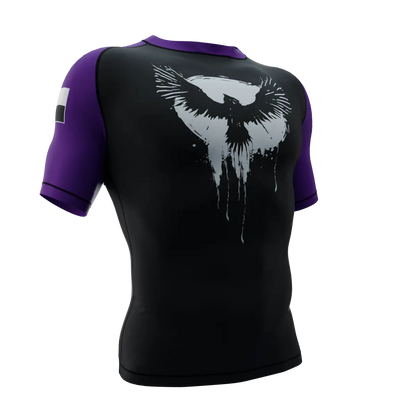 PUNISHER CROW RANKED PURPLE BELT SHORT SLEEVE RASH GUARD