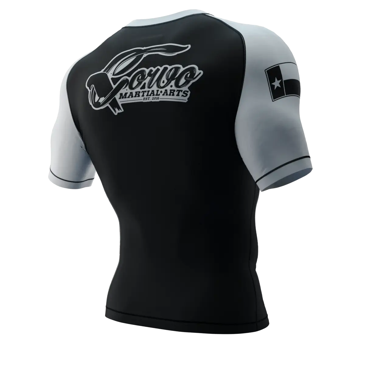 PUNISHER CROW RANKED WHITE BELT SHORT SLEEVE RASH GUARD