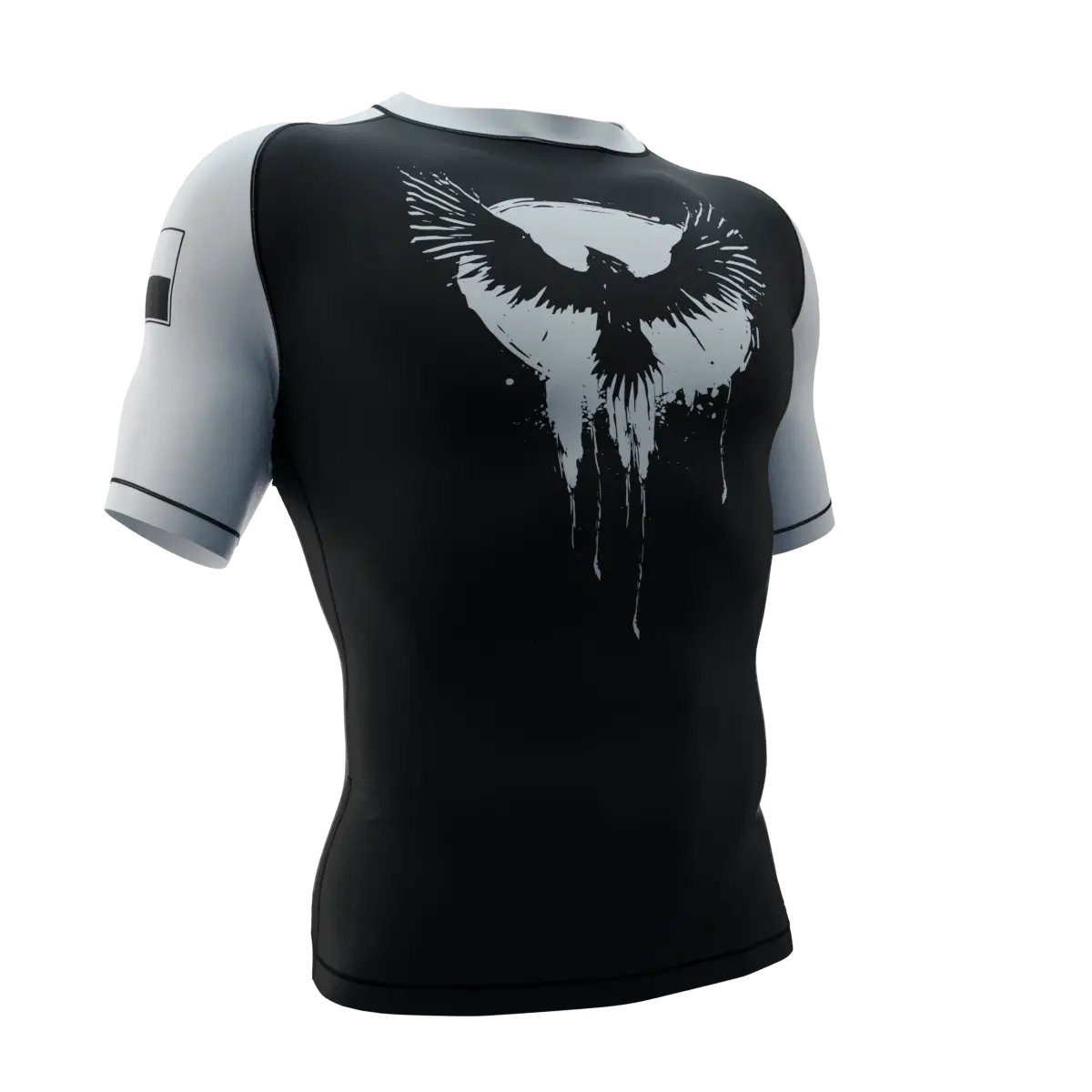 PUNISHER CROW RANKED WHITE BELT SHORT SLEEVE RASH GUARD