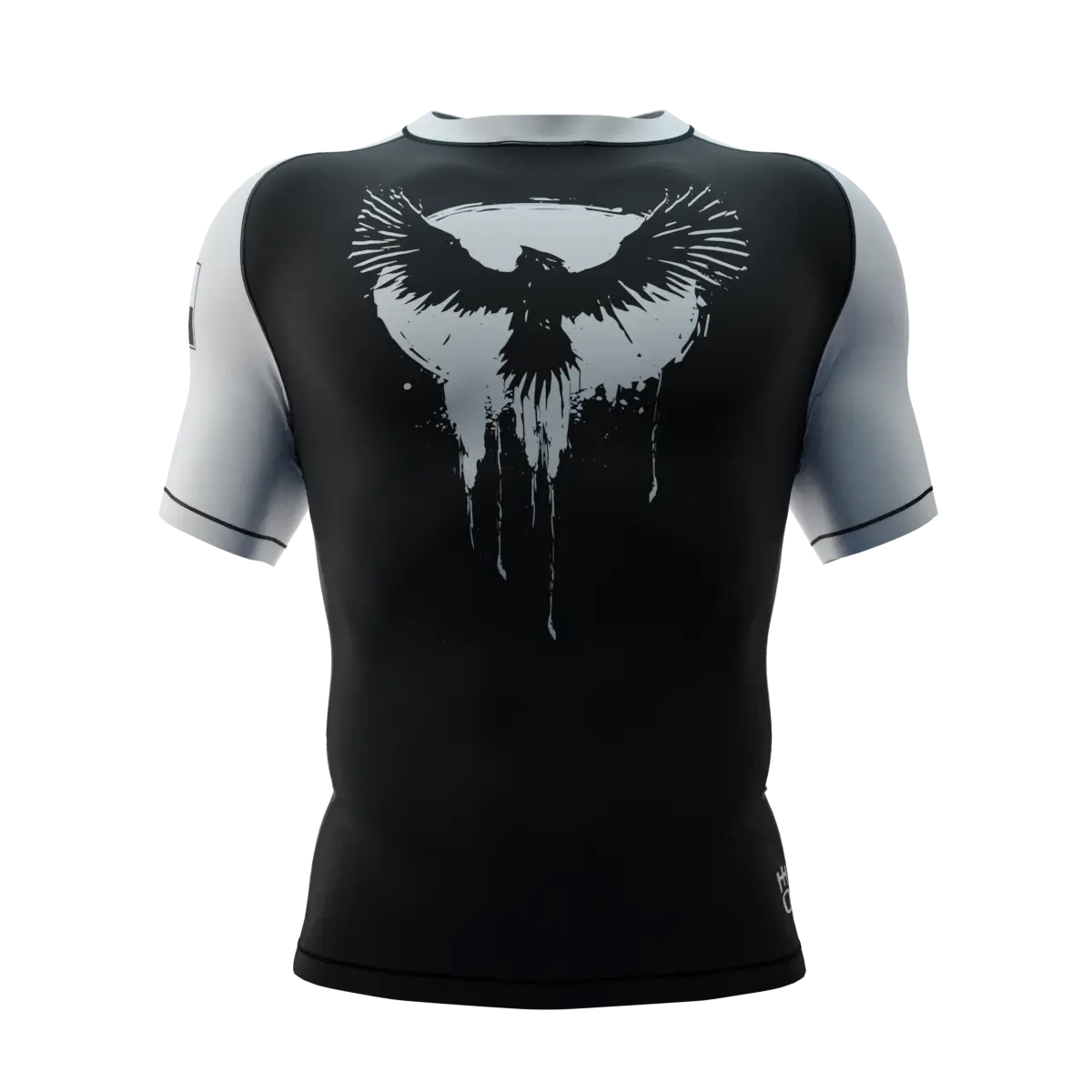 PUNISHER CROW RANKED WHITE BELT SHORT SLEEVE RASH GUARD